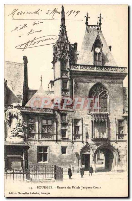 Old Postcard Bourges Palais Jacques Heart of Entree