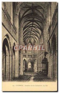 Old Postcard Quimper Interior of the Cathedral nave