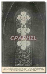 CARTE Postale Old Cathedral of Chartres E and L Stained glass inside Floor la...