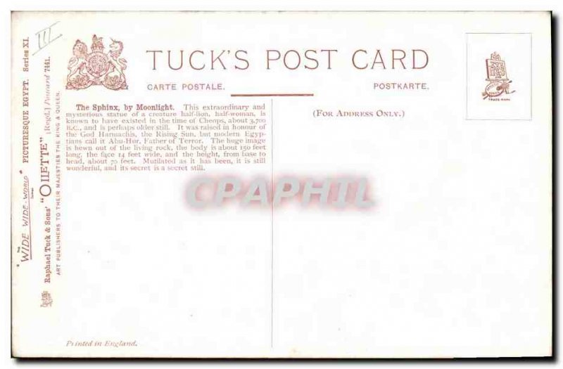 Postcard Ancient Egypt Egypt The Sphinx by moonlight