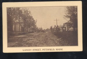 PITTSFIELD MAINE DOWNTOWN LANCY STREET SCENE VINTAGE POSTCARD 1908
