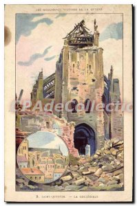 Postcard Ancient Monuments War Victims Saint Quentin Collegial