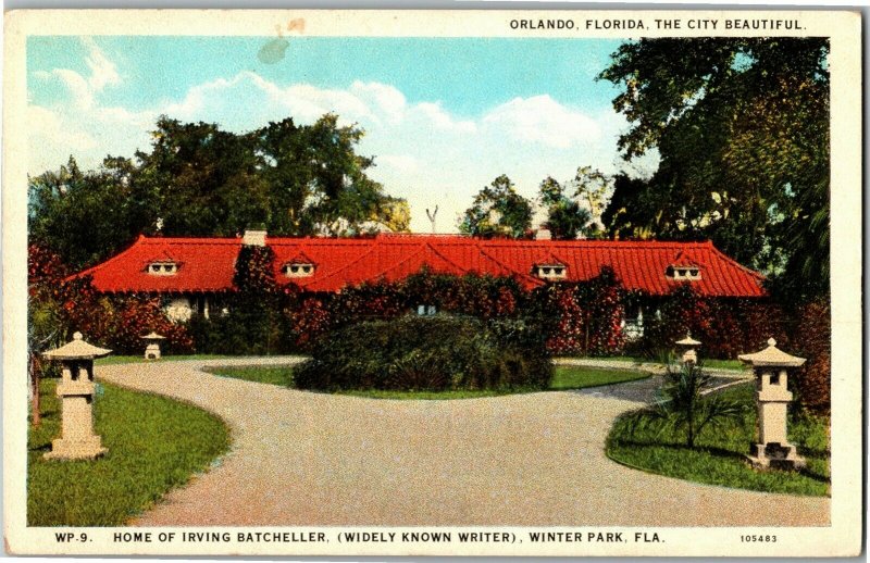 Home of Writer Irving Batcheller, Wintre Park FL Vintage Postcard G36