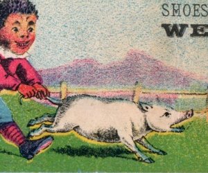 1880s Weil's Shoe Store Cute Pig & Dog Lot Of 2 F130