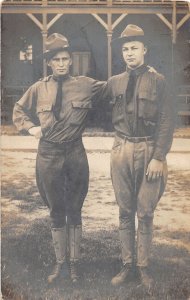 J56/ Interesting RPPC Postcard U.S. Army Soldier c1910-20 On Base Uniform 137