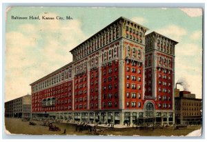 Kansas City Missouri MO Postcard Baltimore Hotel Building Exterior Roadside 1910