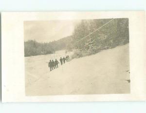 rppc 1920's Military ARMY SOLDIERS WALKING IN THE SNOW AC8770