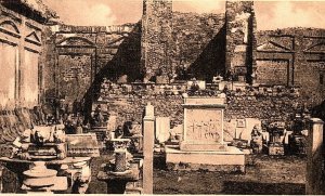 c1915 POMPEI ITALY TEMPLE RUINS TEMPIO DI MERCURIO EARLY POSTCARD P1869