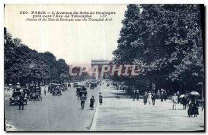 Old Postcard The Paris Avenue du Bois de Boulogne Taken Towards the Arc de Tr...