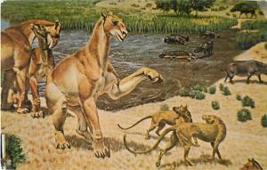 Daphaenodon Relative of Horse, Agate Fossil Bed Natl. Mon,. Painting, Chrome