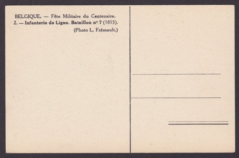 BELGIUM, Postcard, 7th Infantry Regiment, Uniform