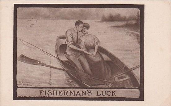 Romantic Couple In Row Boat Fisherman's Luck