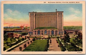 1955 Michigan Central Station Detroit Michigan MI Landscape Posted Postcard