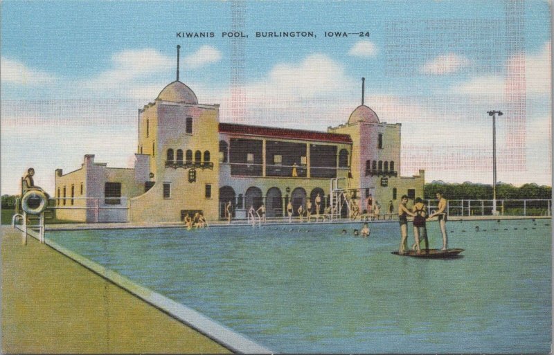 Postcard Kiwanis Pool Burlington Iowa IA