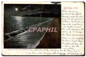 Old Postcard Moonlight On Lake Michigan