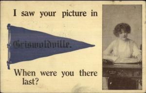 Griswoldville MA Pretty Lady Pennant Greeting c1910 Postcard