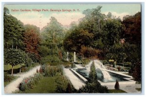 1915 Italian Gardens Village Park Fountain Saratoga Springs New York NY Postcard 