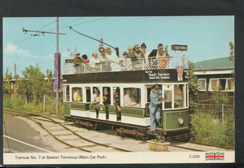 Transport Postcard - Tramcar N.7 at Seaton Terminus (Main Car Park)  T7688