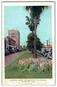 1942 Looking North On Twenty Fifth Avenue Cars Gulfport Mississippi MS Postcard