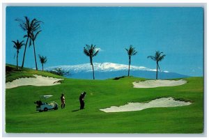 Mauna Kea Hawaii HI Postcard Beach Hotel Golf Course Snow-Capped c1960 Vintage