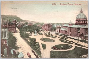1906 Dominion Square Montreal Canada Roadway Park Grounds Posted Postcard