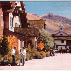 c1950s Sun Valley ID Challenger Inn Village Downtown Main St Linen Photo PC A146