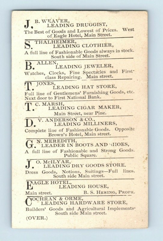 Lot Of 3 1870's-80's J.O McIlyar Cambridge OH List Of City Stores On Back P162