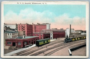 WATERTOWN NY NYC RAILROAD STATION ANTIQUE POSTCARD railway train depot