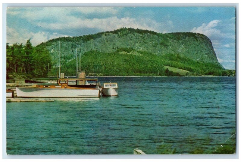 c1950's View Of Mount Kineo Maine ME, Moosehead Lake Boats Vintage