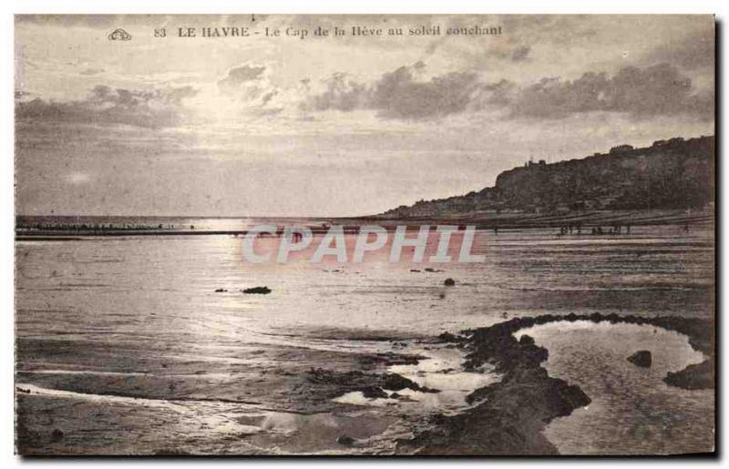 Old Postcard Le Havre Cape of heve at sunset