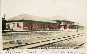 Depot, Montana, Butte, RPPC, Northern Pacific Railroad Station, 1907 PM, Aerne