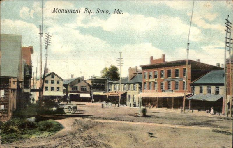 Saco ME Monument Square c1910 Postcard