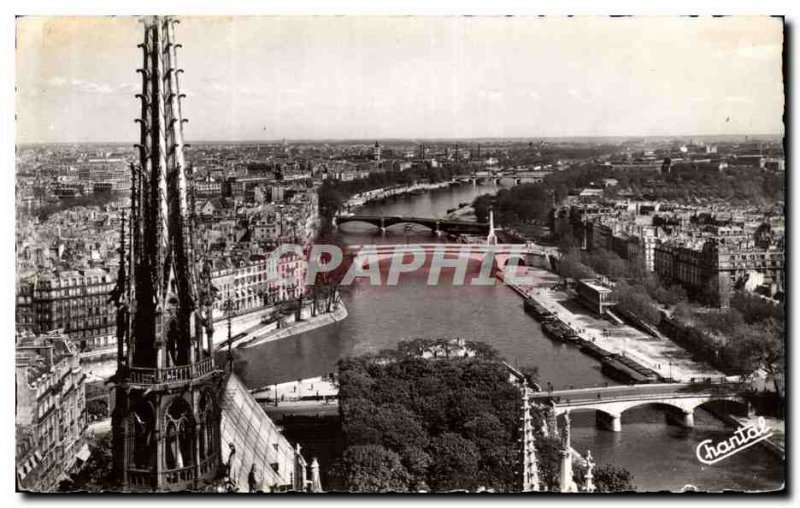 Paris Old Postcard The arrow of Notre Dame The Seine