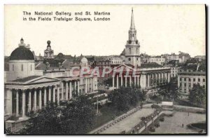 Old Postcard The National Gallery and St Martins in the Fields Trafalgar Squa...