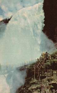 Vintage Postcard 1930's Catwalks At Cave Of Winds Niagara Falls Ontario Canada