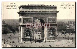 Old Postcard Paris Arc de Triomphe Etoile and The Tomb of the Unknown Soldier