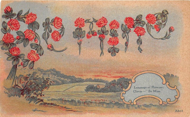 US21 USA postcard 1909 PA Fisher Pennsylvania Language of flowers Clover be mine