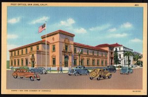 California ~ Post Office SAN JOSE with old cars - LINEN