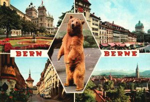 Postcard Bern Berne Barenplatz Kafigturm Und Bundeshaus Bundepalast Switzerland