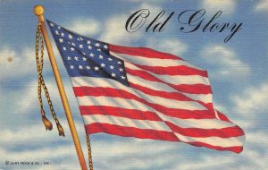 Patriotic   OLD GLORY American Flag   1944 Curteich Linen Postcard