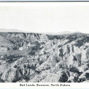 c1940s Bowman, ND Bad Lands Birds Eye Litho Photo Bloom Bros Postcard N.D. A120