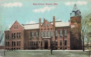 Warren Ohio High School Street View Antique Postcard K43936