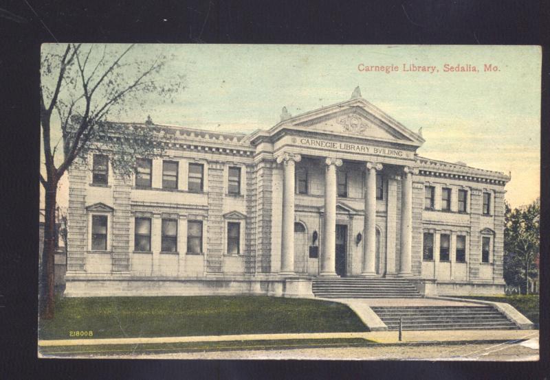 SEDALIA MISSOURI CARNEGIE LIBRARY 1911 MO. ANTIQUE VINTAGE POSTCARD