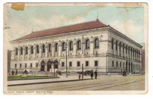 Public Library Boston, Massachusetts, Used 1913 Flag Cancel