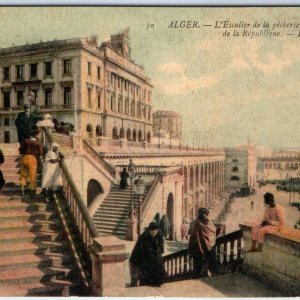 c1910s Alger, Algeria Fishery Stair Boulevard of Republic Colonial Chillin' A352