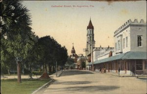 St Augustine Florida FL Cathedral Street Scene c1910 Vintage Postcard