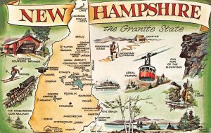 LPM49 New Hampshire Map Chrome Postcard The Granite State