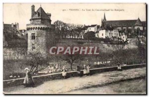 Old Postcard Vannes connetable tower and ramparts