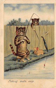 Fishing Made Easy Artist Louis Wain 1905 crease left top corner and left bott...