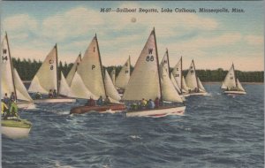 Postcard Sailboat Regatta Lake Calhoun Minneapolis MN